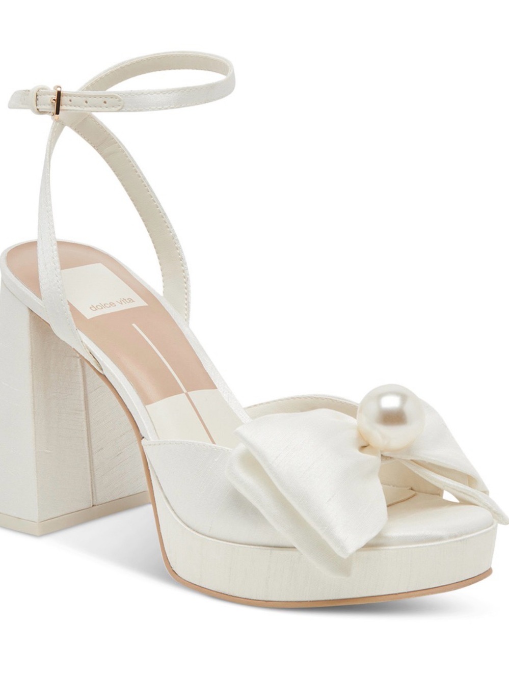 Dolce Vita Ivory Pearl Bow Platform Heels - Picture 12 of 12